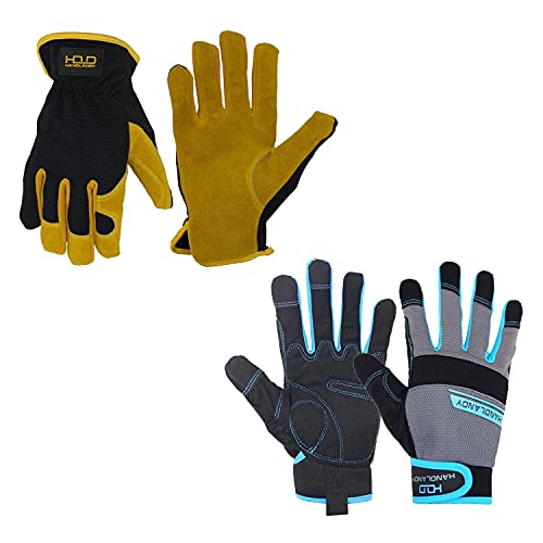 HANDLANDY Breathable Gardening Gloves & Work Gloves for Men & Women Medium