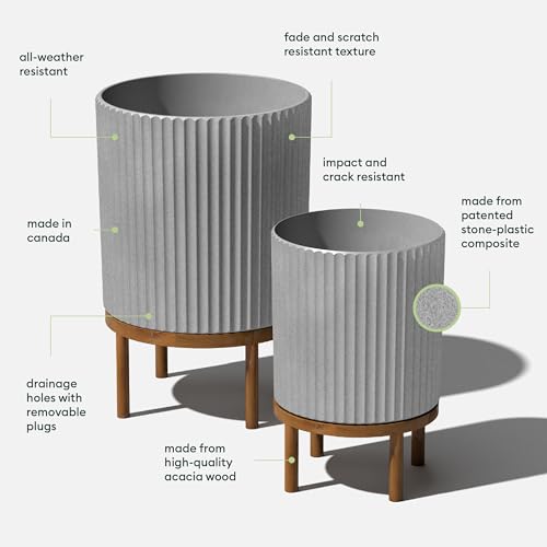 Veradek Demi Series Raised Duo Planters - Set of 2 Planters with Stands - color: Gray/Brown, size: Bundle - 2 Pack