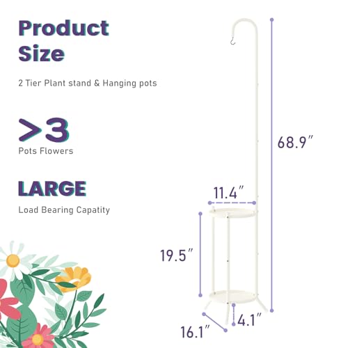 Hanging Plant Stand,Plant Shelf Outdoor Indoor Plant Rack,White - color: White
