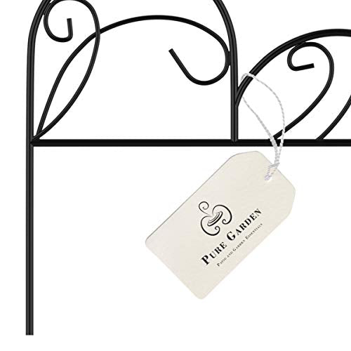 Metal Garden Fencing- Set of 5 Panels of Mimosa Decorative Edging Flower Beds & Landscaping- Interlocking, Flexible Design in Black by Pure Garden