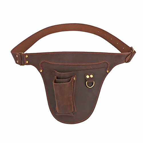Leather Florists Tool Belt Bag,3 Pockets,Adjustable Gardeners Waist Holster - color: Brown