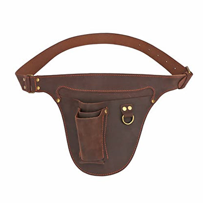 Leather Florists Tool Belt Bag,3 Pockets,Adjustable Gardeners Waist Holster - color: Brown