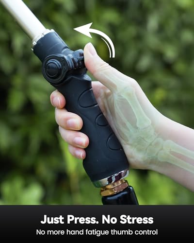 RAINPOINT Watering Wand For Garden Hose, 16 Inch Metal Hose Nozzle Wand with 9 Spray Patterns, Long Hose Sprayer For Hanging Baskets, Shrubs,Lawn