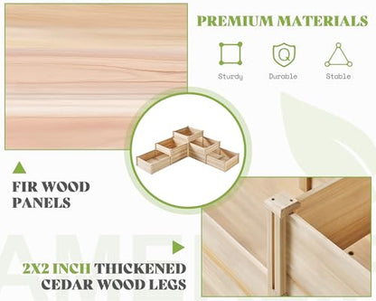 AMERLIFE 3-Tier Raised Garden Bed, 28 Inch Depth Fir Wood Planter Box for Outdoor Gardening with Dividers, Tool-Free Assembly, Garden Box, Ideal for Vegetables, Herbs, Flowers - size: 7.7 x 7.5 x 2.36 ft