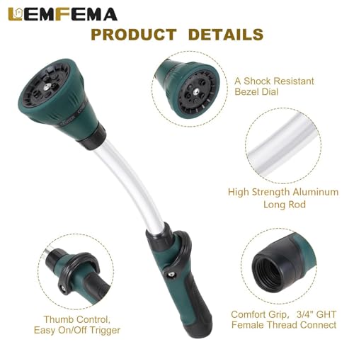 15 Inches Watering Wand & 8 Adjustable Watering Patterns and Valve
