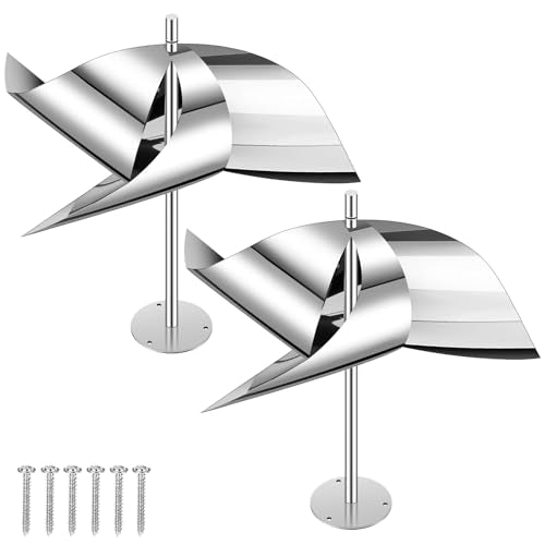 Qualirey 2 Pack Reflective Pinwheel Bird Deterrent Spinning Reflective Kites Bird Scare Device Keep Pigeon Woodpeckers and Sparrows Away Outdoor Use Boats Roofs Vegetable Gardens