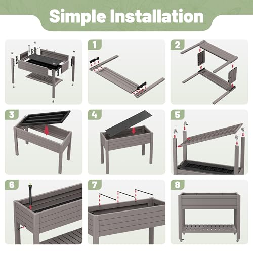 Fancyango Raised Garden Bed with Wheels 33.7" Hx2 -Gray - color: Gray, size: 33.7"Hx2