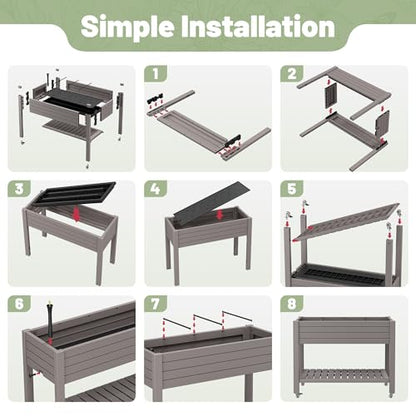 Fancyango Raised Garden Bed with Wheels 33.7" Hx2 -Gray - color: Gray, size: 33.7"Hx2