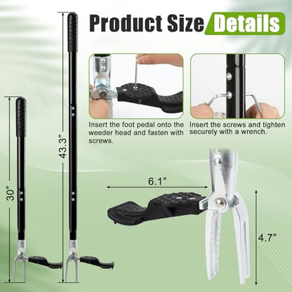 Stand Up Weed Puller, Heavy Duty 43.3" Metal 4-Claw Weeder Tool - size: 43.3 Inch Metal 4-Claw