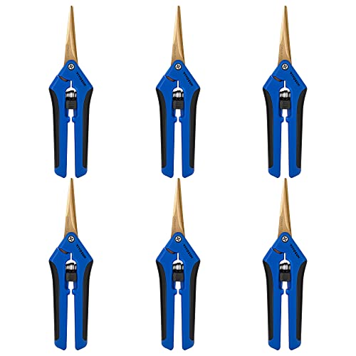 VIVOSUN 6.5 Inch Garden Scissors, Blue Pruning Shears for Plants, 6-Pack - style: Blue Curved Blade