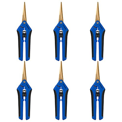VIVOSUN 6.5 Inch Garden Scissors, Blue Pruning Shears for Plants, 6-Pack - style: Blue Curved Blade