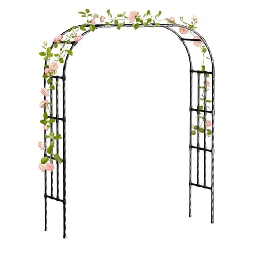 Metal Garden Arch Trellis 6.9 Ft for Climbing Plants Outdoor - color: 6.9 FT L/Black, size: Full Arch