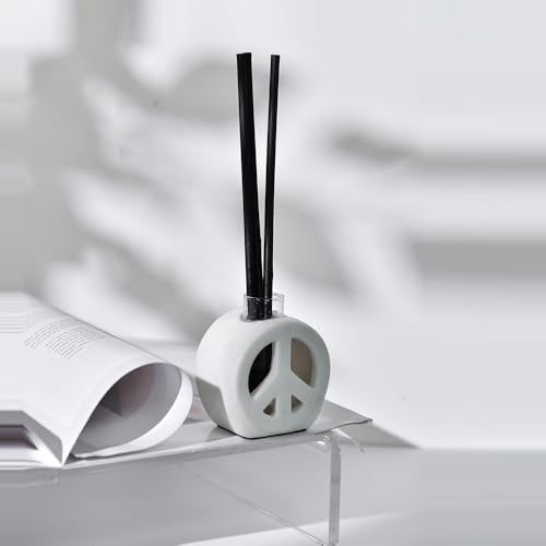 Propagation Vase, 2-in-1 Small Flower Vase and Aromatherapy Diffuser, Handcrafted Ceramic with Clear Glass Root Observation Tubes, Modern Desktop Centerpiece for Plant Lovers - color: White Peace Sign