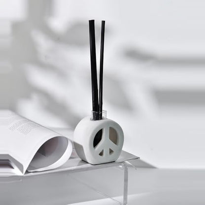 Propagation Vase, 2-in-1 Small Flower Vase and Aromatherapy Diffuser, Handcrafted Ceramic with Clear Glass Root Observation Tubes, Modern Desktop Centerpiece for Plant Lovers - color: White Peace Sign
