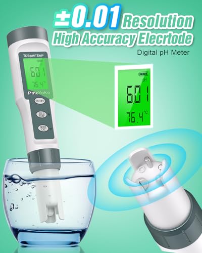 pH Meter, 3-in-1 TDS Meter Digital Water Tester with 0.01 High Precision