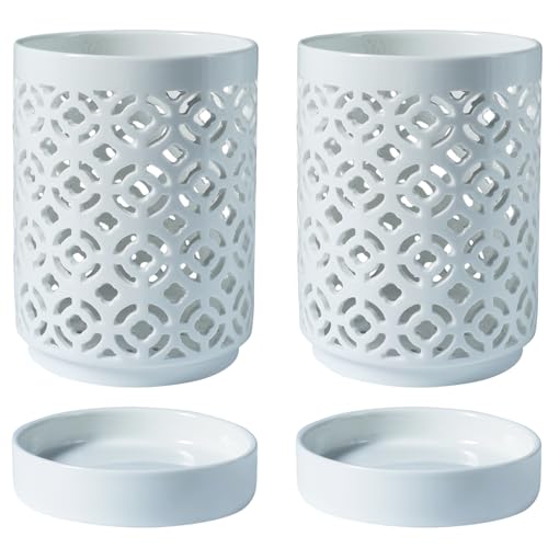 Orchid Pot 4 Inch, Orchid Pots with Holes & Saucers for Repotting, Breathable Slotted Orchid Pots Flower Plant Nursery Pot White 2 Pack - color: White Plum 2p