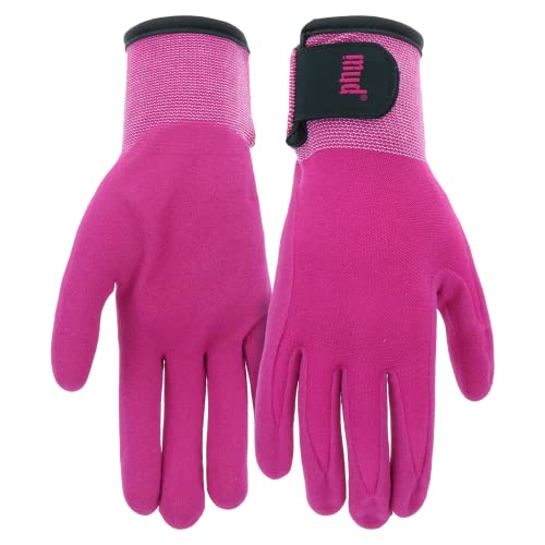 MUD Grip Women's Polyester Blend Shell and Water Resistant Sandy Nitrile Coated Palm Abrasion Resistant, Excellent Grip - color: Purple, size: X-Small/Small (Pack of 1)