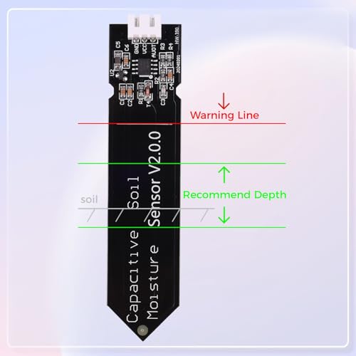 6PCS Updated Capacitive Soil Moisture Sensor, Corrosion Resistant Humidity Detection Sensors with Wire 3.3-5.5V Garden Watering DIY for Arduino, Raspberry Pi - Improved Version