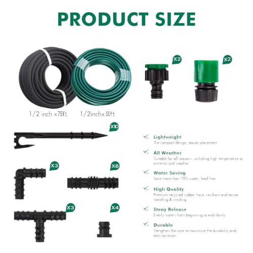 Customized Water Saving Soaker Hose System for Outdoor Plants - color: 75ft Soaker hose with 50ft garden hose