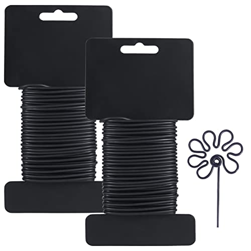 Tenn Well 2Pk 66ft 2.8mm Garden Wire Bendable Black for Climbing Plants - color: Black, size: 2.8mm