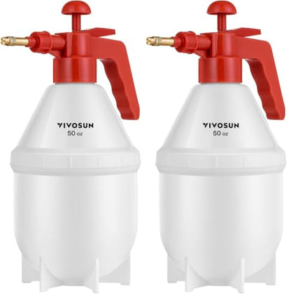VIVOSUN 50oz Pump Sprayer, Handheld Garden Water Sprayer Bottle (Pack of 2) - color: Red, size: 50oz (Pack of 2)