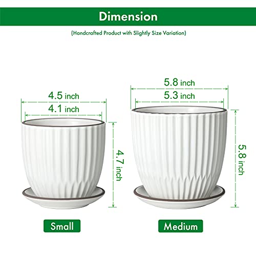 D'vine Dev 2-Pack Stoneware Planter Pots, 4.5/5.8 in, Ivory, 99-D-1 - color: Ivory