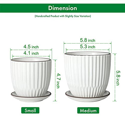 D'vine Dev 2-Pack Stoneware Planter Pots, 4.5/5.8 in, Ivory, 99-D-1 - color: Ivory