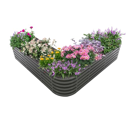 Anleolife 81x81x18in Heart-Shaped Galvanized Raised Garden Bed, Quartz Grey - color: Heart Shape-quartz Grey, size: 81x81x18in