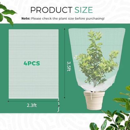 Zihvfzu 4 Pack Garden Netting Mesh with Drawstring – 3.5 x 2.3 FT Bird Netting for Blueberry Bushes, Fruit Trees & Vegetables, Insect & Deer Barrier for Cicada, Squirrel, Animals Protection (White)
