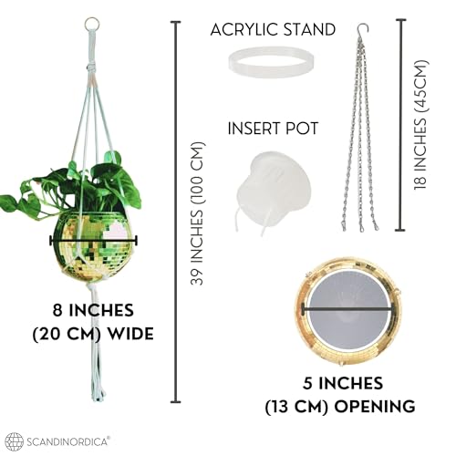 SCANDINORDICA Disco Ball Planter, Value Package, 8-inch Gold - size: 8" Gold
