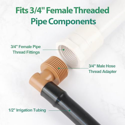 RedChili 1/2 Inch Drip Irrigation Fitting To 3/4 Inch Male Hose Threaded Adapter, 10 Pack PVC To Drip Irrigation Elbow Adapter With 3/4" Male Pipe Thread(MPT) x 1/2" Barbed Connectors - size: 3/4" Threaded Elbow Adapter