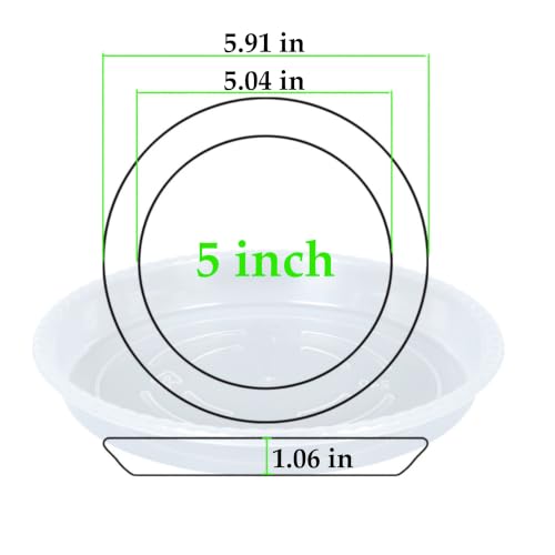 OVZILKI 6 Pack of Plant Saucer 5 inch, Clear Plastic Flower Plant Pot Saucer, Heavy Duty Plant Drip Trays Saucers for for Indoor, Plant Water Tray for Planters - color: Clear, size: 5" - 6 Pack
