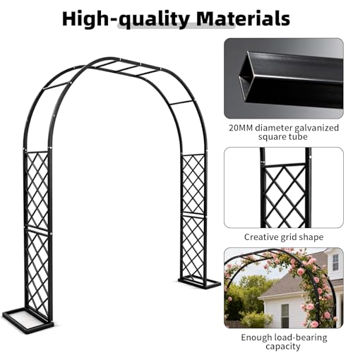Heavy Duty Garden Arch Trellis, 110.2 x 89.7in Galvanized Steel Arbor