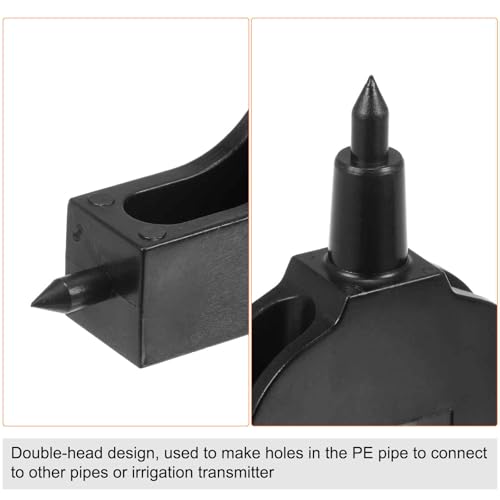 HARFINGTON Irrigation Drilling Tool 3mm 4mm Dual Use T-Shaped Hole Punch Micro Drip Irrigation System Water Pipe Tool Punching Puncher Sprinklers Micro for Laying Branch Drip Pipes, Black