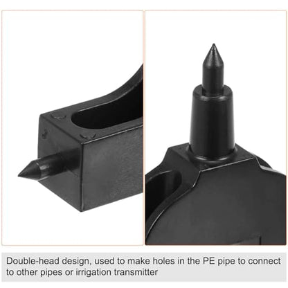 HARFINGTON Irrigation Drilling Tool 3mm 4mm Dual Use T-Shaped Hole Punch Micro Drip Irrigation System Water Pipe Tool Punching Puncher Sprinklers Micro for Laying Branch Drip Pipes, Black