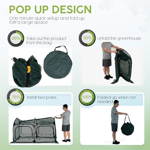 Poray Large 6.6x3.3FT Tunnel Plant Netting Cover, Pop up Crop Cage Gardening Net Cover for Protecting Vegetables &Fruits,Durable Gardening Net for Plant and Small Animals - size: Medium 6.56x3.3X3.6FT