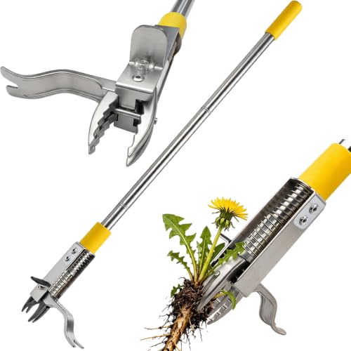 Stand Up Weed Puller Tool, Dual Eject, 4-Claw, 48" Long Handle