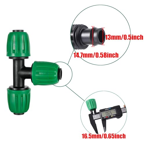 15 Pack 1/2 Inch Drip Irrigation Tee Fittings - size: 1/2 inch Tee