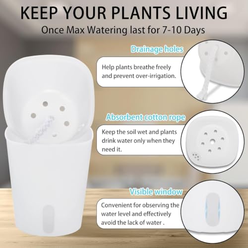 Self Watering Pots For Indoor Plants, 10 Pack 3.7 Inch Planters With Wick