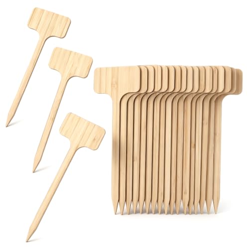 20 Pcs Plant Labels 7" Bamboo Long T-Type Garden Markers