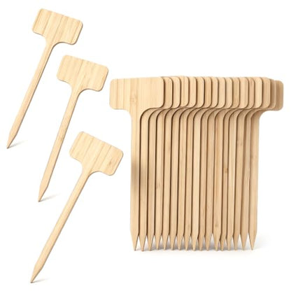 20 Pcs Plant Labels 7" Bamboo Long T-Type Garden Markers