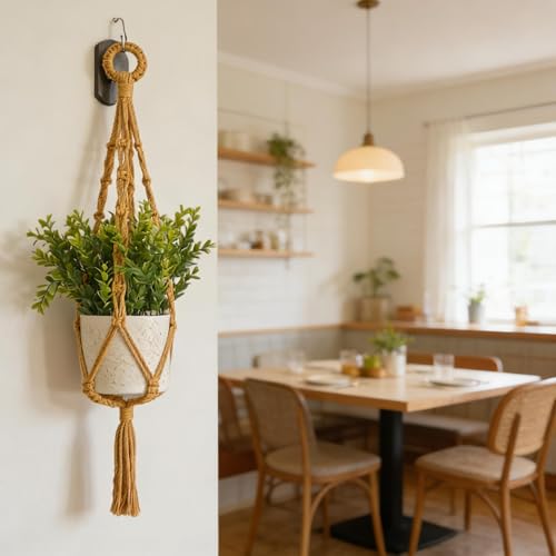 Macrame Plant Hangers Indoor, 3 Pack Ceiling Flower Pot Holder Macrame Plant Pots, Decorative Boho Plant Holders Set Macrame Hanging Planters (NO Plant Included)