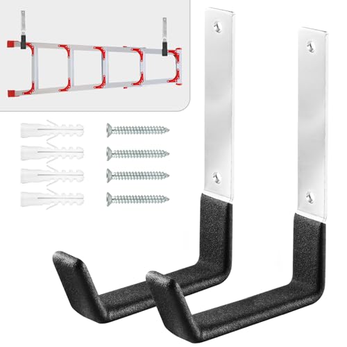 AccEncyc Heavy Duty Garage Hooks, 2Pcs Stainless Steel Wall Mount Hooks, 50lb Weight Capacity, for Garden Hose, Bike, Ladder, Tool Organizer (Medium) - size: Medium