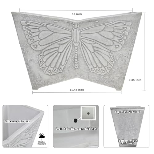 GreenShip 16 Inch Large Resin Flower Pots with Drainage Hole Light Grey - style: Light Grey-1 Pack