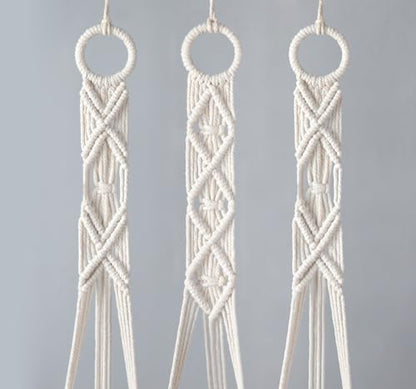 Mkono 3 Pack 39 Inch Macrame Plant Hangers Indoor Wall Hanging Planter Basket Flower Pot Holder Boho Home Decor, Ivory