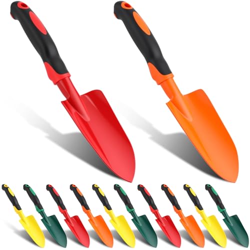 Yaocom 12 Pcs Garden Shovel Aluminum Alloy Heavy Duty Trowel Small Digging Shovels Metal Hand Trowel Spade with Soft Handle for Garden Lawn Yard Planting Tool (Wide Shovel,Multicolor) - color: Multicolor, size: Wide Shovel