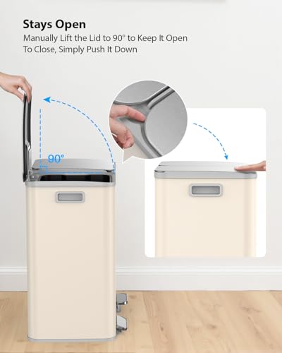 Lovewind Trash Can, 2 x 10.5 Gallon (2 x 40 L) Garbage Can for Kitchen Dual Compartment Recycling Kitchen Step Trash Bin, Stainless Steel Trash and Recycle Bin Combo with Soft-Close Lid, Apricot - color: Apricot