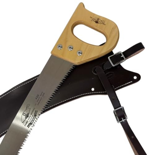 Fanno Curved Trail Pack Saw with Handmade Leather Scabbard, 19" Cutting Edge, Saddle Mounted Hand Saw for Horse Packing, Trail Riding, Hunting, ATV & UTV - size: 19"