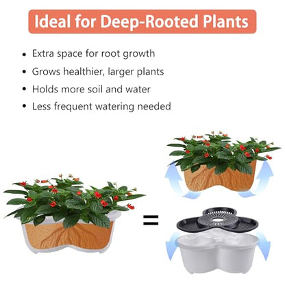 VECELO 7 Tier Vertical Garden Planter, Self Watering Stackable Planters with Wheels for Strawberries, Herbs, Flowers, Vegetables, White - color: White, size: 7 Tier
