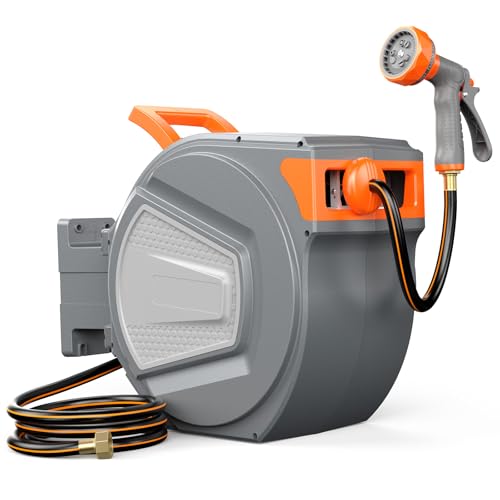OLIXIS Retractable Garden Hose Reel, 1/2'' x 65 ft Water Hose with Nozzle - size: 1/2" x 65 FT